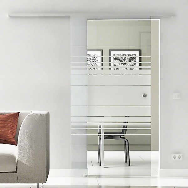 Levidor Glasschiebetür Komplettset 90 x 217,5 cm Hamburg Aluminium mit Grif günstig online kaufen