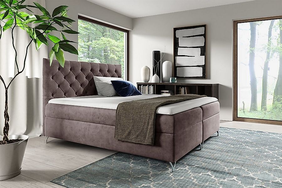 Fun Möbel Boxspringbett Schlafzimmerbett AMBRE Stoff Fresh Überlänge (inkl. günstig online kaufen