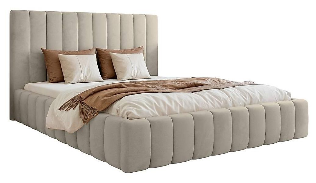 NADUVI Collection | Bettgestell Flores Samt 160x200 mit Staufach günstig online kaufen