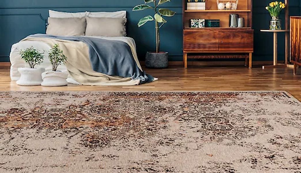 Padiro Teppich »Charme 725«, rechteckig, 5 mm Höhe, Chenille Flachgewebe im günstig online kaufen