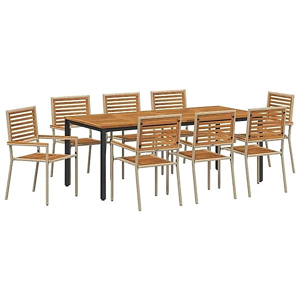 vidaXL Garten Essgruppe 9-Tlg Beige Poly-Rattan 3365510 günstig online kaufen