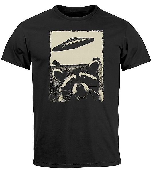 Neverless Print-Shirt Herren T-Shirt UFO Waschbär Aliens Fotodruck Printshi günstig online kaufen