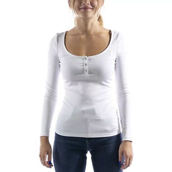 Guess  T-Shirts & Poloshirts Maglia  Karlee Jewel Henley Bianco günstig online kaufen