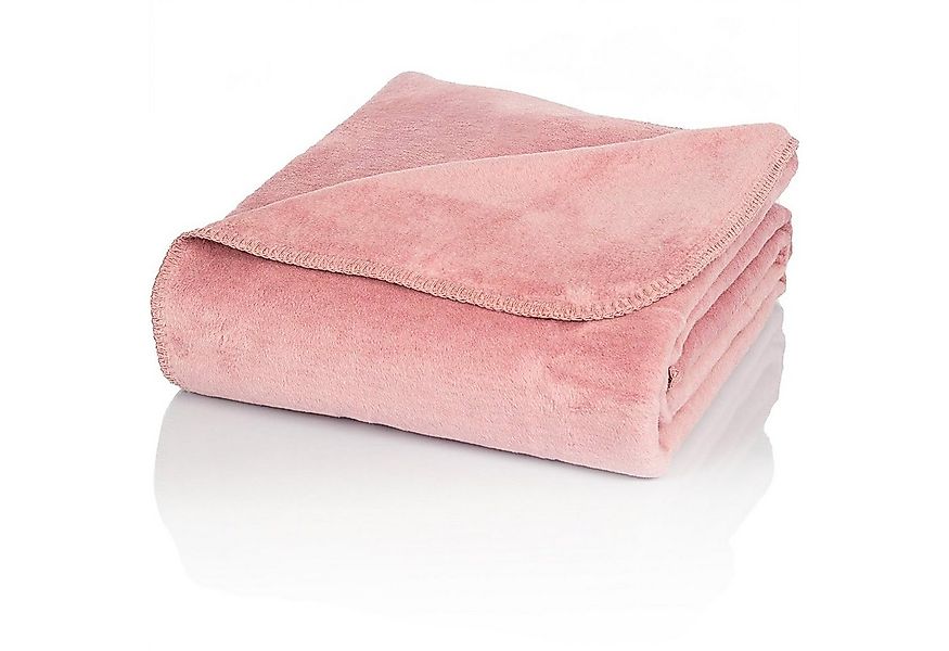 Wolldecke U1R Kuscheldecke Baumwolle Altrosa 130x170cm Sofadecke warm weich günstig online kaufen