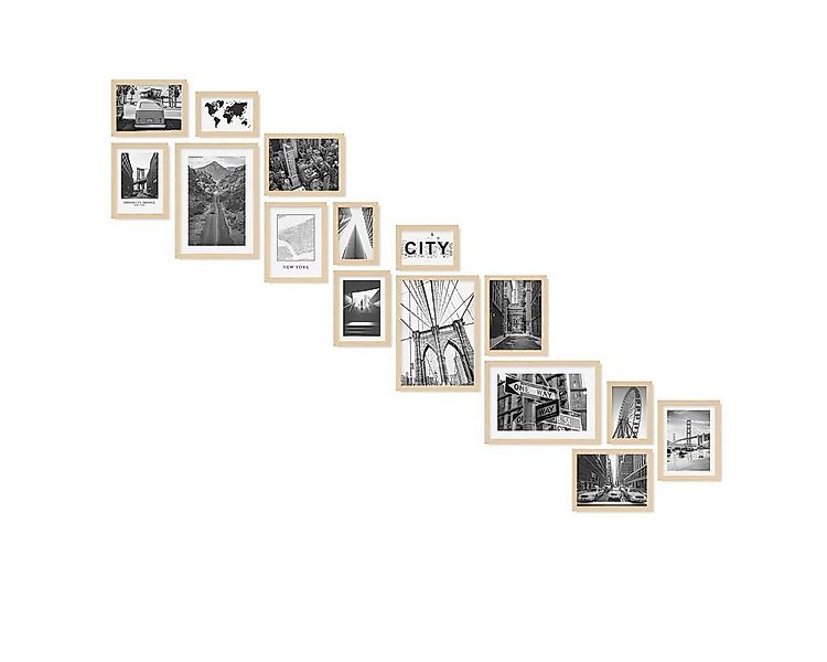 PHOTOLINI Bilderrahmen 15er Set Modern Schmal 10x15 bis 21x30 cm günstig online kaufen