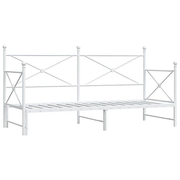 vidaXL Bett Tagesbett Ausziehbar ohne Matratze Weiß 90x200 cm Stahl günstig online kaufen