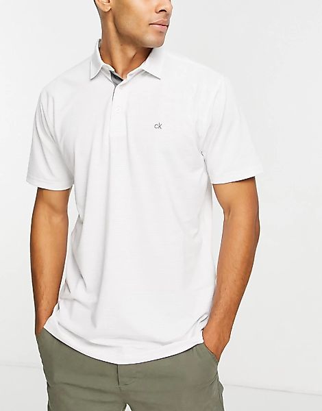 Calvin Klein – Poloshirt in Weiß mit Dreifach-Jacquardstreifen günstig online kaufen