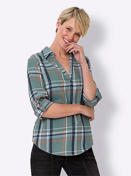 Sieh an! Klassische Bluse Flanell-Bluse Langarm günstig online kaufen