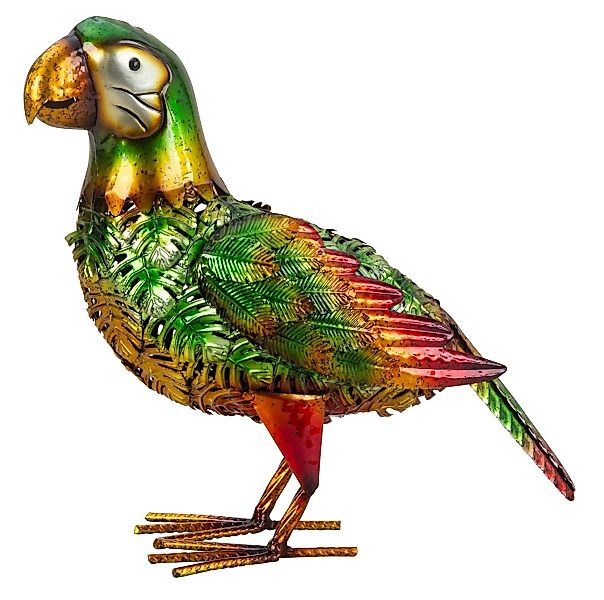 Geschenkestadl Tierfigur Glänzender Metall Papagei 31cm bunte Vogelfigur Ga günstig online kaufen