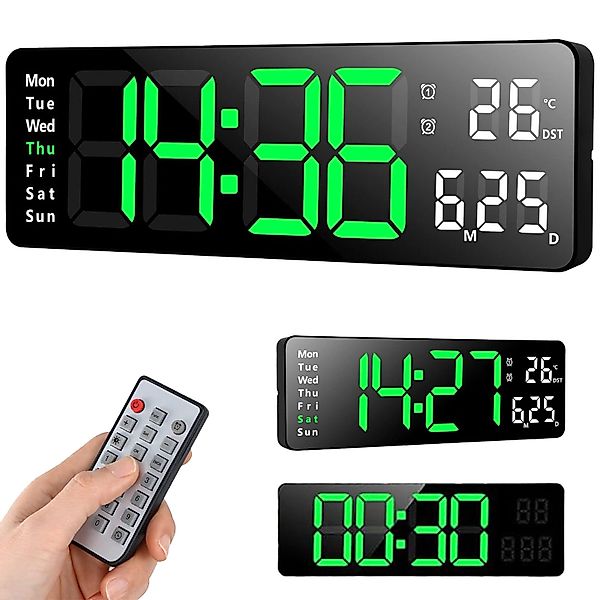 OKWISH Wanduhr 13 Zoll LED Digitale günstig online kaufen