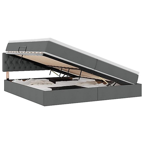 vidaXL Bett mit Stauraum und LED Dunkelgrau 200 x 200 cm Polyester 3371230 günstig online kaufen