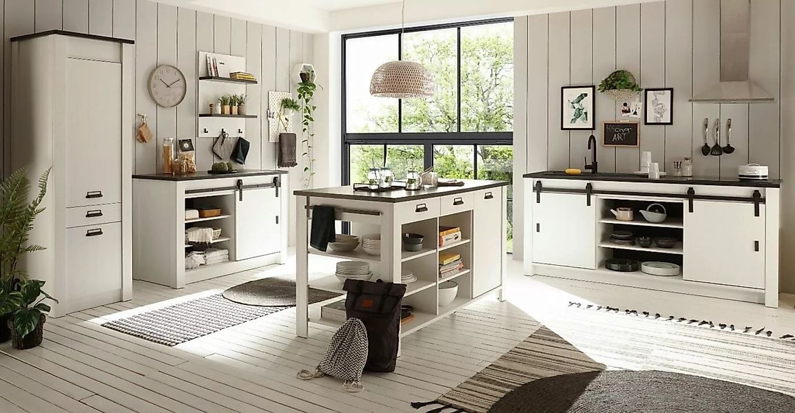 Furn.Design Küchenbuffet Stove (Küche Set in weiß Pinie Landhaus, 5-St., in günstig online kaufen