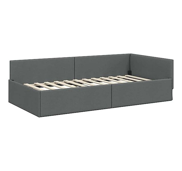 vidaXL Bett Eckbettgestell mit Kopfteil Dunkelgrau 90 cm x 190 cm Samt (1-t günstig online kaufen