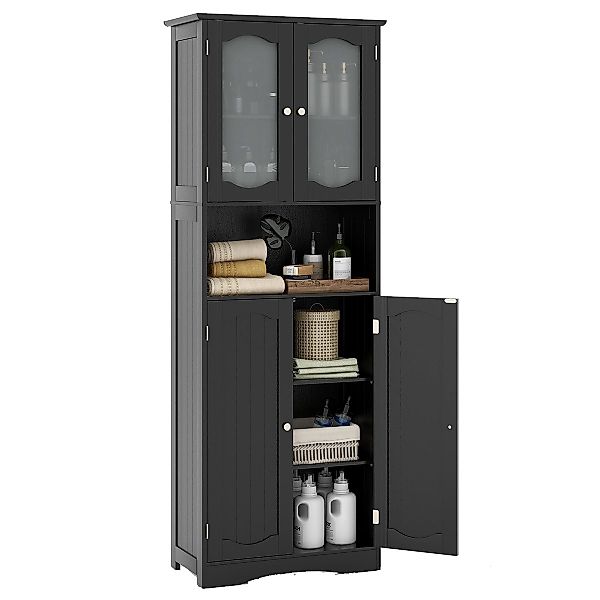 COSTWAY Hochschrank Küche, Badezimmerschrank, mit 4 günstig online kaufen