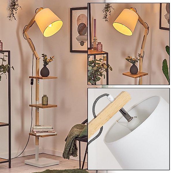 hofstein Stehlampe verstellbare Stehlampe aus Holz/Metall/Stoff günstig online kaufen