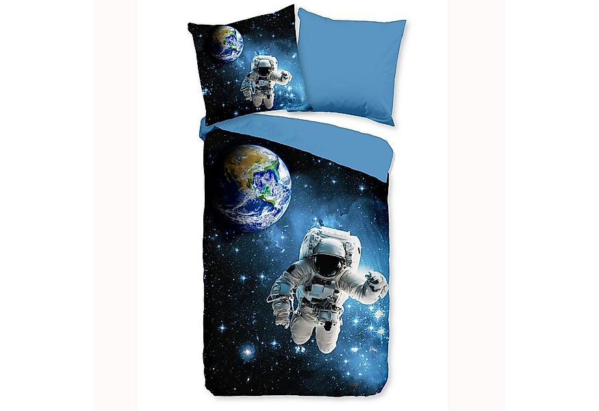 good morning Jugendbettwäsche 135x200cm Astronaut Sternenreise Blau, Renfor günstig online kaufen
