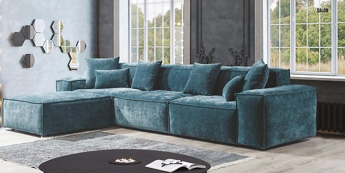 JVmoebel Ecksofa Blau Wohnzimmer Elegante Wohnecke Möbel Eckgarnitur Sofa C günstig online kaufen