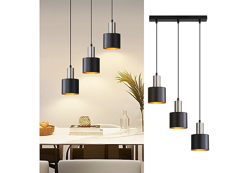 Nettlife Hängeleuchte Schwarz Gold Vintage 1/2/3 Flammig Esstisch E27 Pende günstig online kaufen
