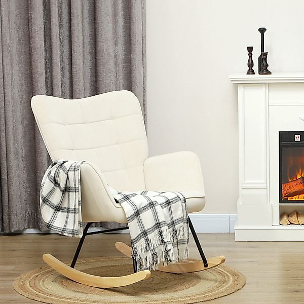 HOMCOM Schaukelstuhl Sessel mit Samtoptik, Armlehne, günstig online kaufen