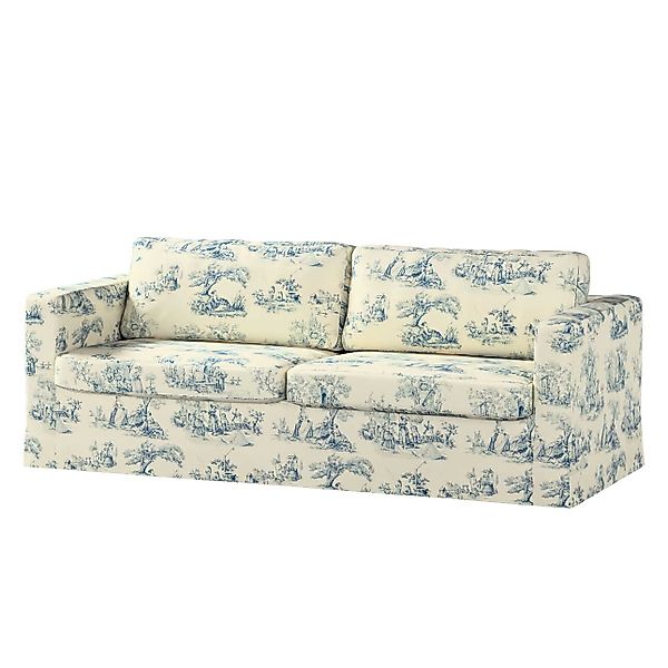Bezug für Karlstad 3-Sitzer Sofa nicht ausklappbar, lang, creme- blau, Bezu günstig online kaufen