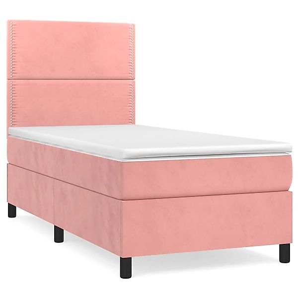 vidaXL Boxspringbett mit Matratze Rosa 100x200 cm Samt1378728 günstig online kaufen