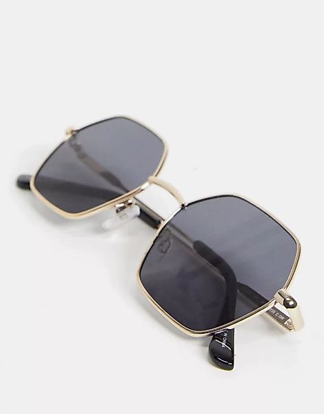 Mango – Sechseckige Metall-Sonnenbrille-Schwarz günstig online kaufen