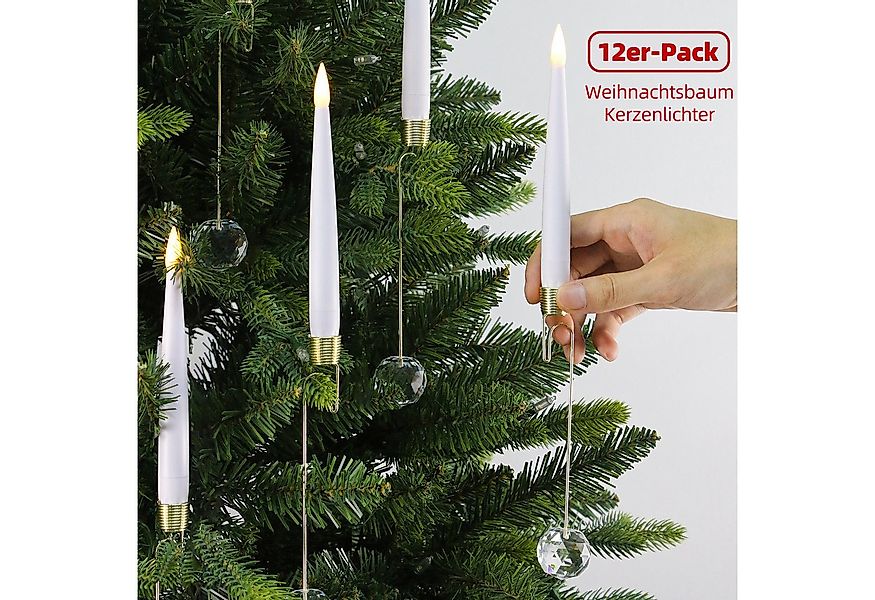 kisidus LED-Kerze LED Weinachtsbaum Kerzen mit Kristallkugel Haken,12 pcs ( günstig online kaufen