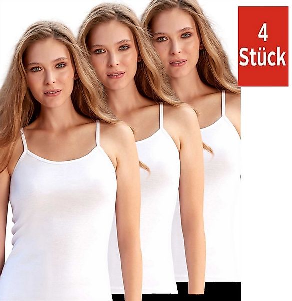 DDOnlineShop Unterhemd 4er Pack Damen Tank Top Achselhemd Weiß A2036 (Spar- günstig online kaufen