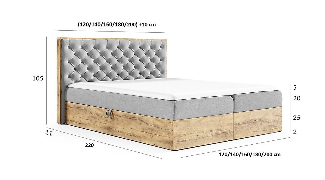 Fun Möbel Boxbett Schlafzimmerbett DIONA Überlänge günstig online kaufen