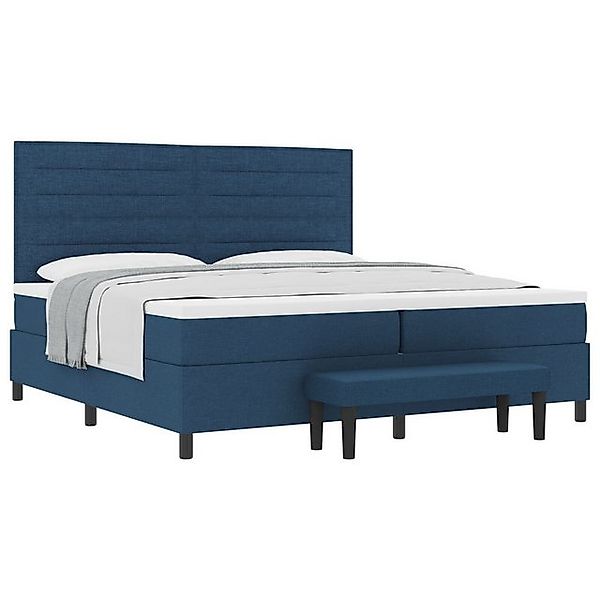 vidaXL Bett Boxspringbett mit Matratze & Bank Blau 200x200 cm Stoff (2-tlg) günstig online kaufen