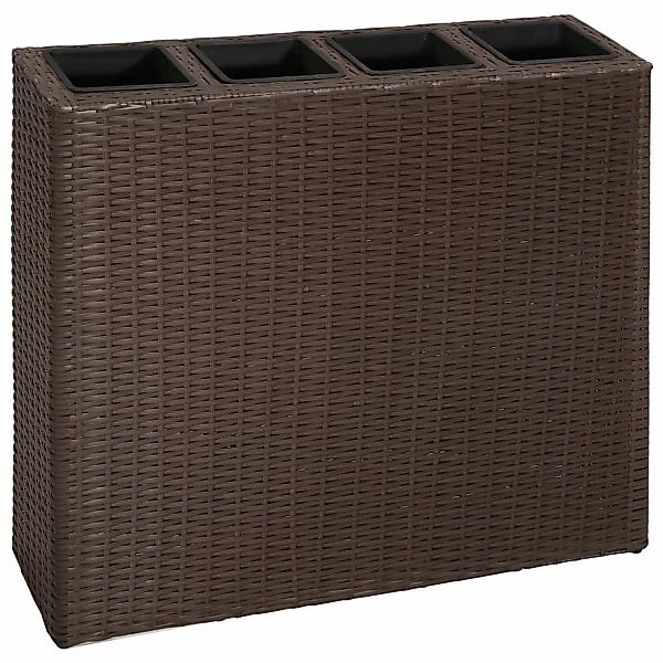 vidaXL Garten-Hochbeet mit 4 Töpfen 2 Stk Poly Rattan Braun 614182 günstig online kaufen