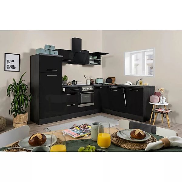 Respekta Küchenblock Premium schwarz hochglänzend B/H/T: ca. 200x200x60 cm günstig online kaufen