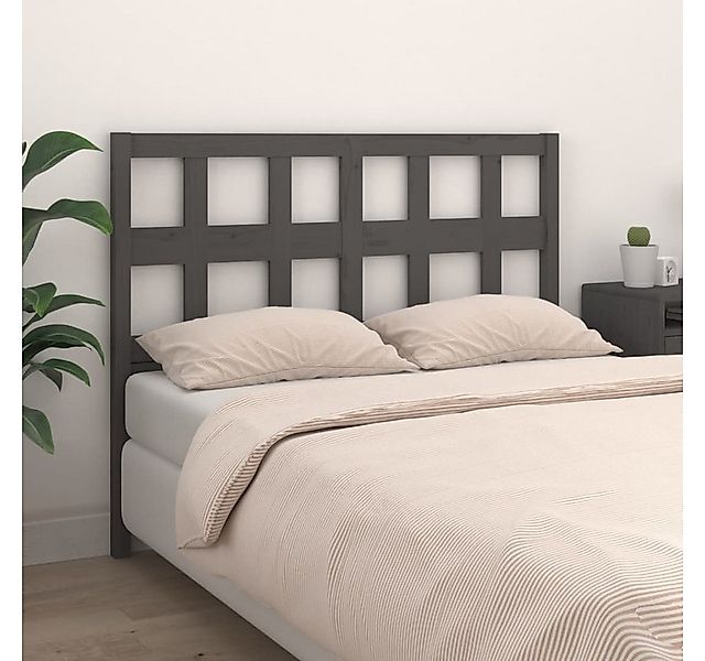 vidaXL Bett, Kopfteil Grau 145,5x4x100 cm Massivholz Kiefer günstig online kaufen