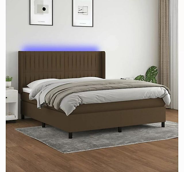 vidaXL Boxspringbett Boxspringbett mit Matratze LED Dunkelbraun 160x200 cm günstig online kaufen