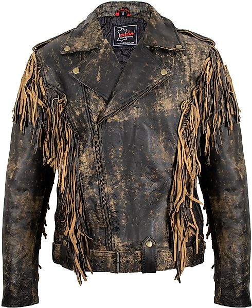 MDM Motorradjacke Fransen Motorrad Chopper Lederjacke günstig online kaufen