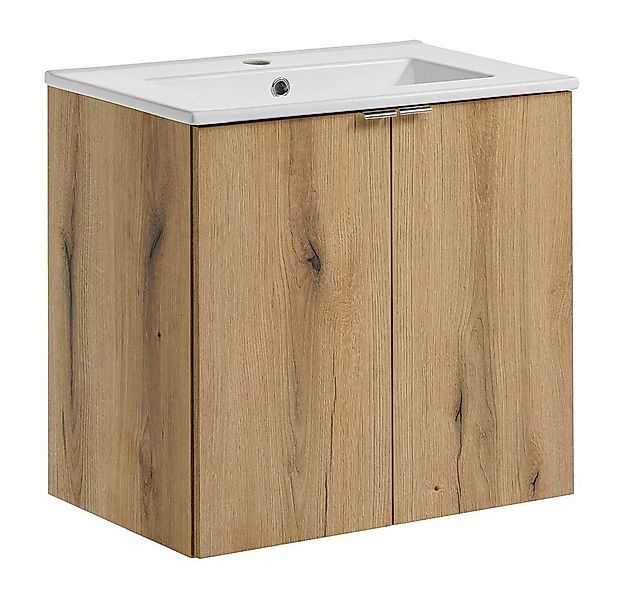 Lomadox Waschtisch NEWPORT-56-OAK, Unterschrank mit Waschbecken, Eiche, 60c günstig online kaufen