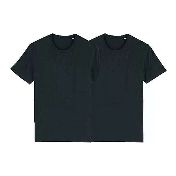 Herren/unisex Basic T-shirt Aus Bio-baumwolle 2er Pack - Schwarz/weiß günstig online kaufen
