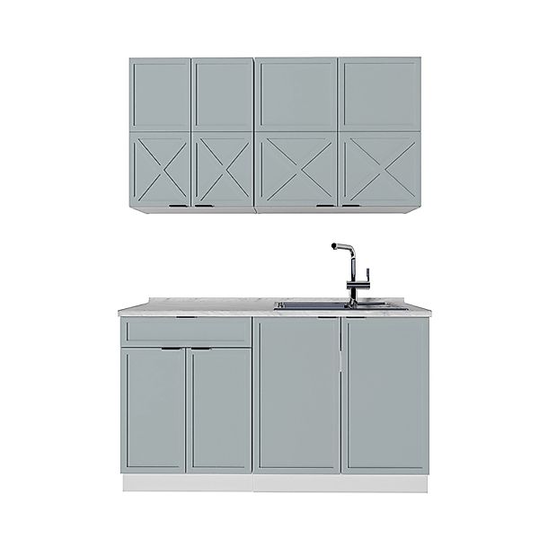 Vicco Fame-Line Singleküche Hellblau-grau/Weiß 140 cm ohne Arbeitsplatte günstig online kaufen
