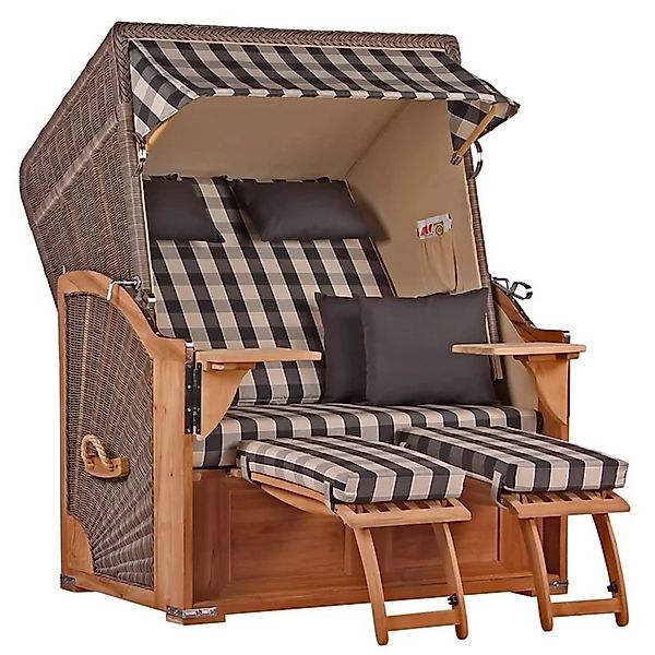 GarWoh Strandkorb Nordstrand Teak PE Grey Dessin 505 günstig online kaufen