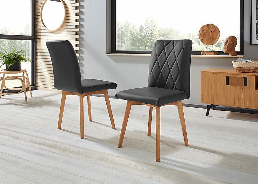 Home affaire Esszimmerstuhl "Brest" (Set) 2 Stk.Gestell aus Eiche Massivhol günstig online kaufen