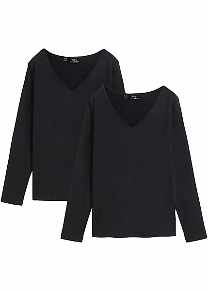 bonprix Langarmshirt "Figurbetontes Langarmshirt (2er Pack)" Packung, 2, 2 günstig online kaufen