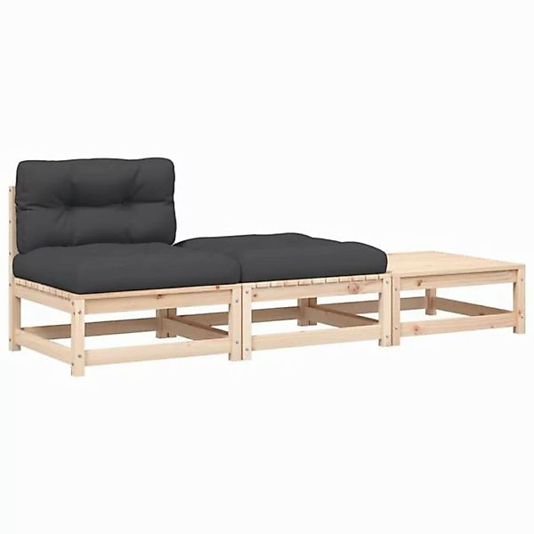 vidaXL Sofa, Gartensofa ohne Armlehnen mit Kissen und Hockern günstig online kaufen