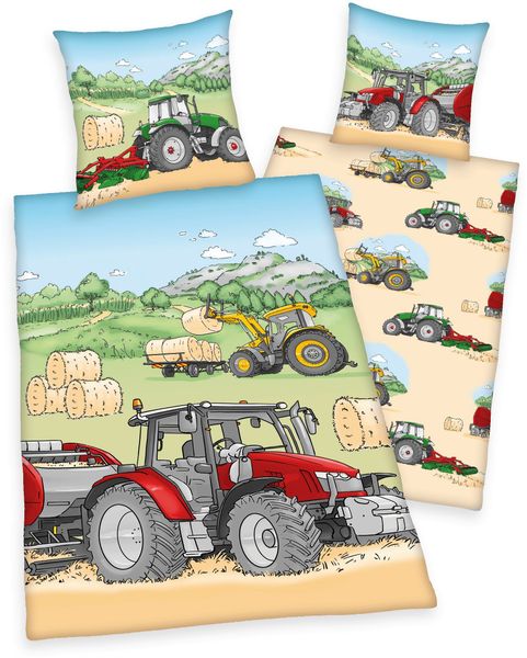 Herding Young Collection Kinderbettwäsche "Traktor" mit tollem Traktoren-Mo günstig online kaufen