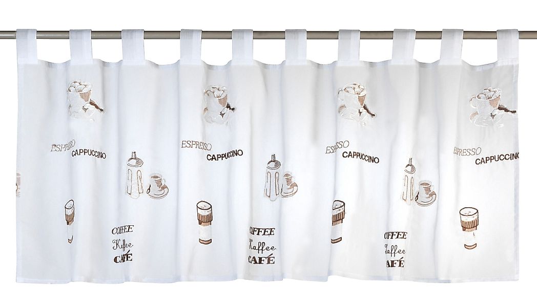 ELBERSDRUCKE Scheibengardine Bistrogardine Espresso weiß-braun 48x140 günstig online kaufen