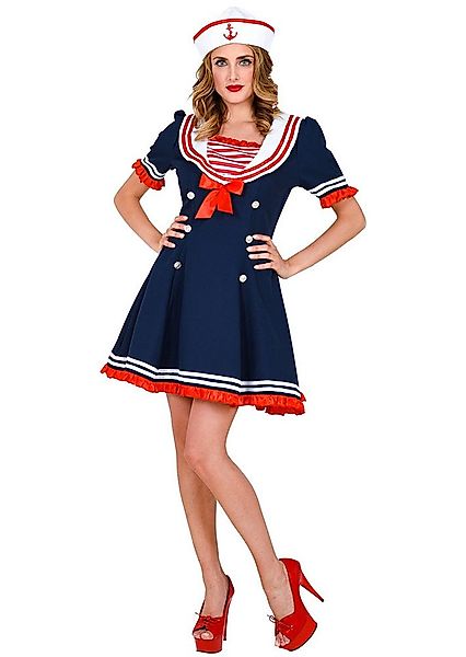 Karneval-Klamotten Kostüm Matrosin Matrosen Damen blau rot weiß, Matrosenkl günstig online kaufen