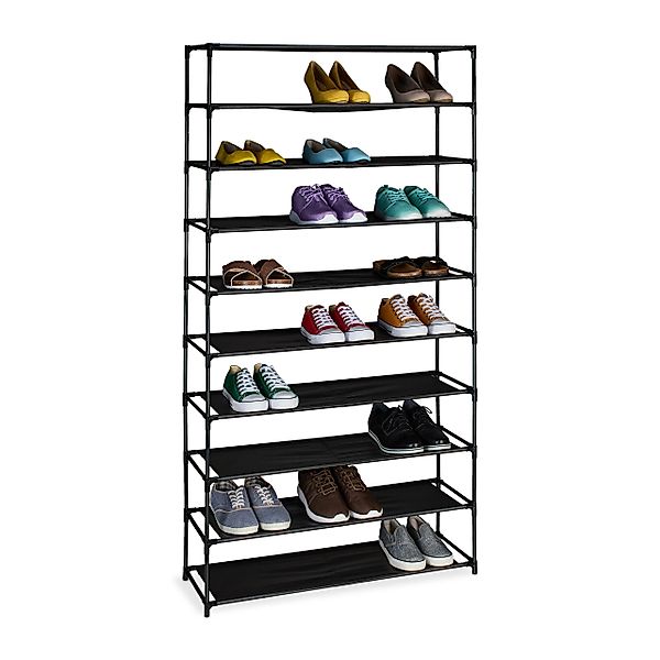 relaxdays Schuhregal mit Stoffebene, 10 Ebenen günstig online kaufen