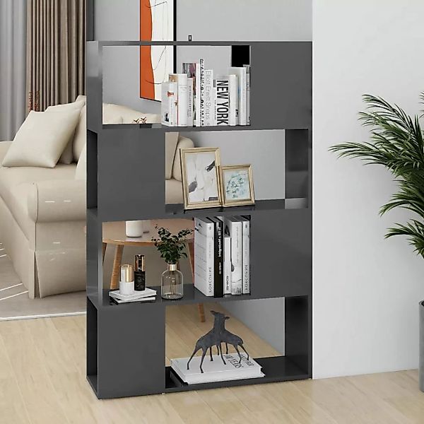 Bücherregal Raumteiler Hochglanz-grau 80x24x124,5 Cm günstig online kaufen