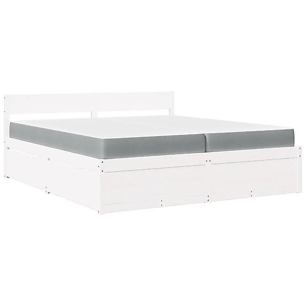 vidaXL Bett mit Schubladen und Matratze Weiß 200x200 cm Massivholz 3281887 günstig online kaufen