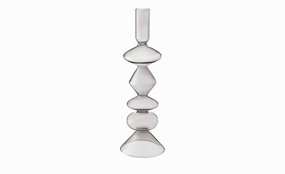 HOME STORY Kerzenhalter   ¦ grau ¦ Glas ¦ Maße (cm): H: 26,5  Ø: 8.5 Access günstig online kaufen