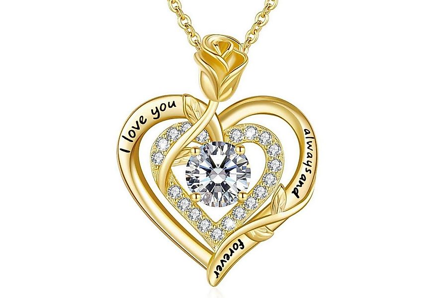 LuxusKollektion Kette und Anhänger Set Moissanite Halskette Damen Silber Ro günstig online kaufen